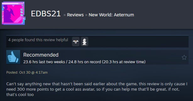 Image for article titled New World: Aeternum, as told by Steam Reviews